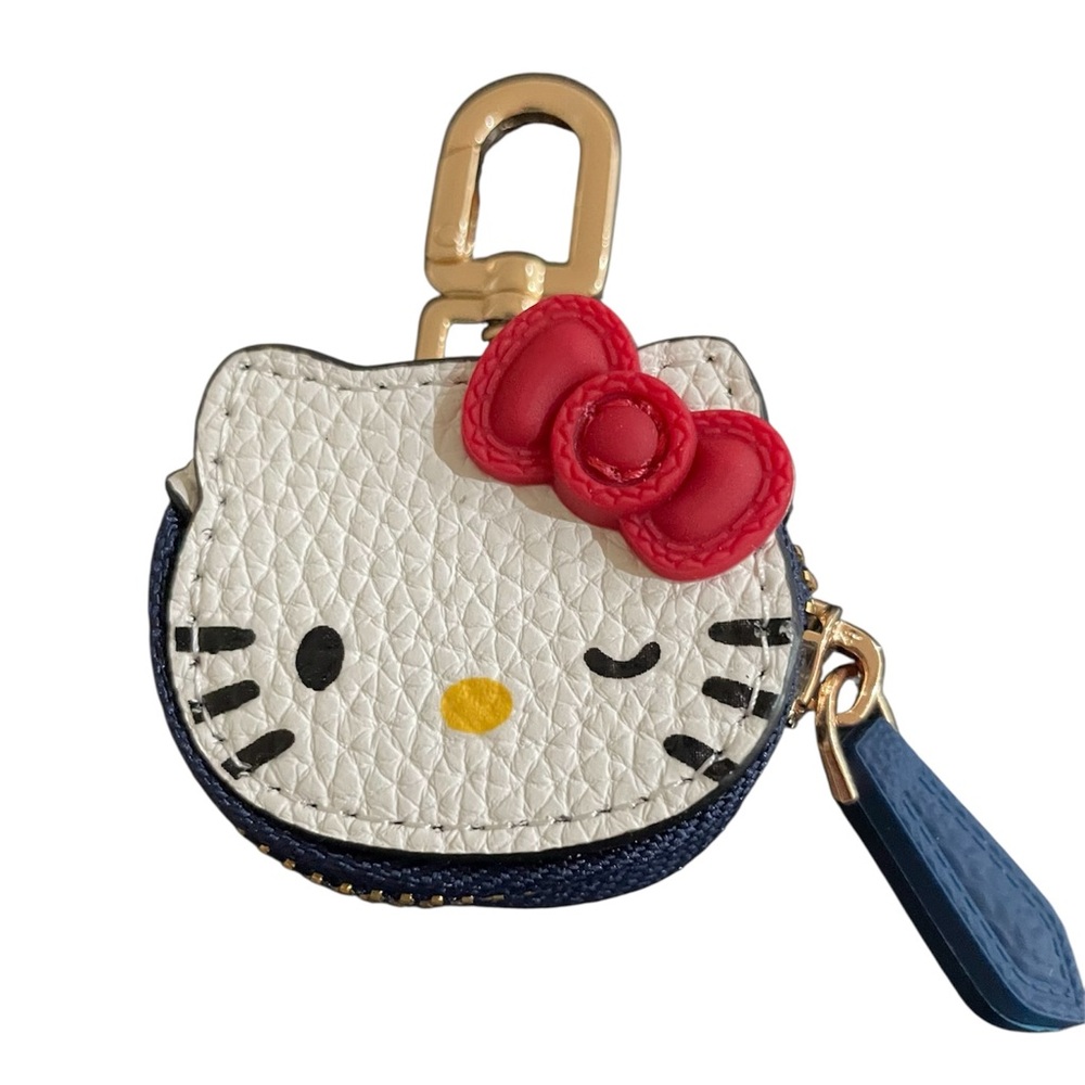 Hello Kitty Winking Coin Purse - White and Red with Blue Trim